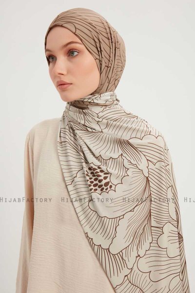 Fadime - Hellbraun Gemustert Hijab
