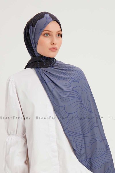 Fadime - Navy Blau Gemustert Hijab