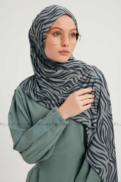 Hafiz - Navy Blau Gemustert Hijab
