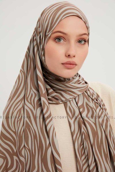 Hafiz - Hellbraun Gemustert Hijab