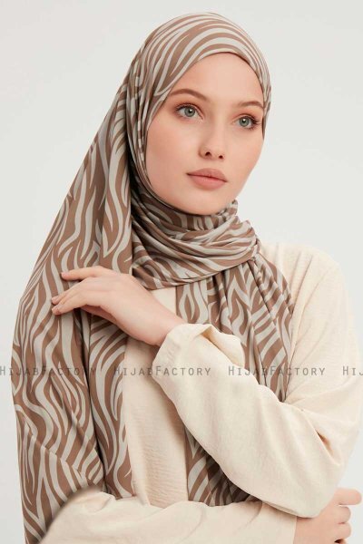 Hafiz - Hellbraun Gemustert Hijab