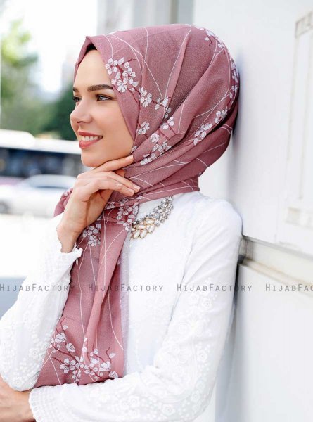 Abira - Dunkelrosa Gemustertes Hijab - Sal Evi
