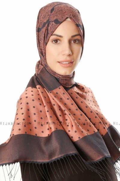 Alev - Lachsfarbe Gemustert Hijab