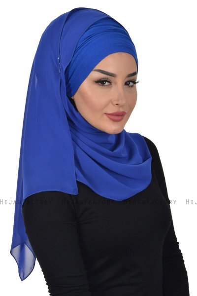 Alva - Blau Praktisch Hijab & Untertuch