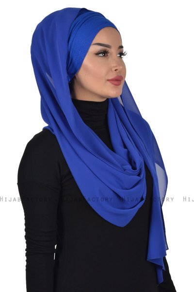 Alva - Blau Praktisch Hijab & Untertuch