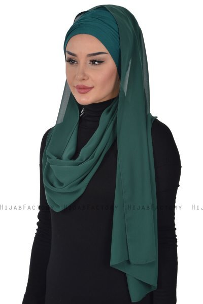 Alva - Dunkelgrün Praktisch Hijab & Untertuch