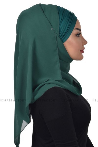 Alva - Dunkelgrün Praktisch Hijab & Untertuch