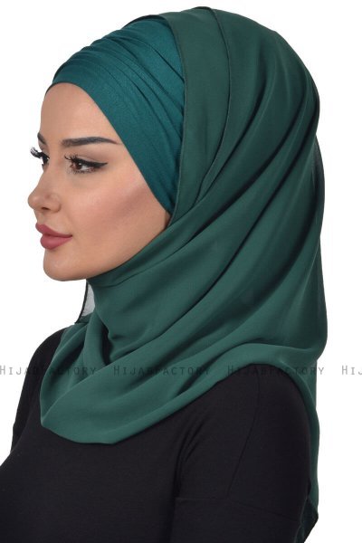Alva - Dunkelgrün Praktisch Hijab & Untertuch