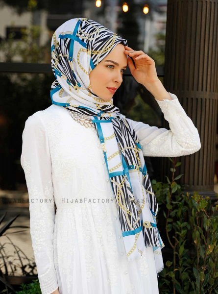 Amapola - Petrol Gemustertes Hijab - Sal Evi