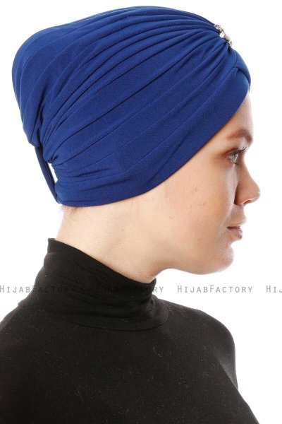 Arwa - Blau Crepe Chiffon Turban - Sehr-i Sal