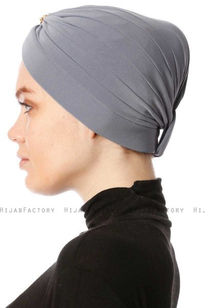 Arwa - Grau Crepe Chiffon Turban - Sehr-i Sal