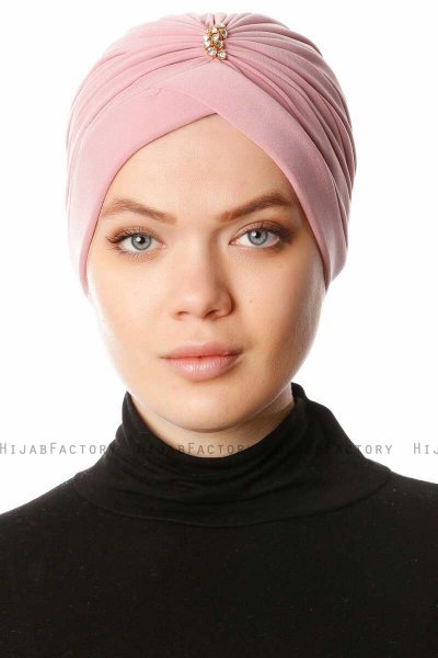 Arwa - Dunkelrosa Crepe Chiffon Turban - Sehr-i Sal