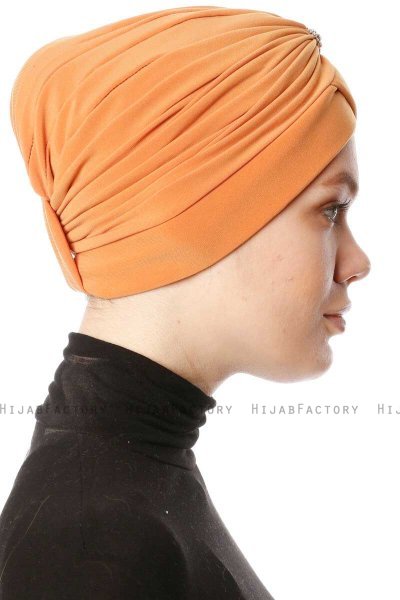 Arwa - Orange Crepe Chiffon Turban - Sehr-i Sal