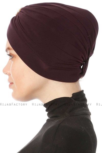 Arwa - Pflaume Crepe Chiffon Turban - Sehr-i Sal