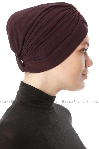Arwa - Pflaume Crepe Chiffon Turban - Sehr-i Sal