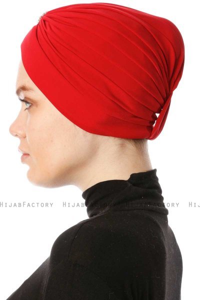 Arwa - Rot Crepe Chiffon Turban - Sehr-i Sal