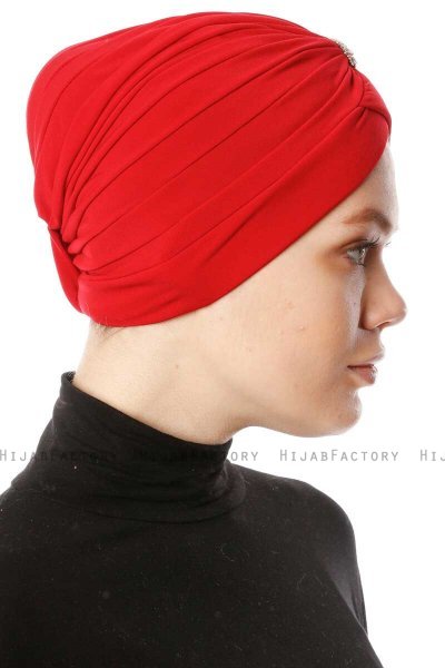 Arwa - Rot Crepe Chiffon Turban - Sehr-i Sal