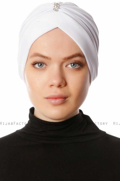 Arwa - Weiß Crepe Chiffon Turban - Sehr-i Sal