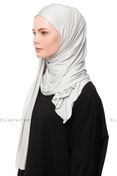 Asya - Hellgrau Praktisch Viscose Hijab