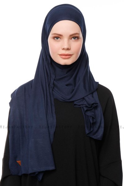 Asya - Navy Blau Praktisch Viscose Hijab