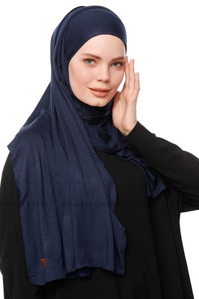 Asya - Navy Blau Praktisch Viscose Hijab