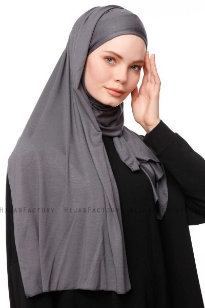 Asya - Dunkelgrau Praktisch Viscose Hijab