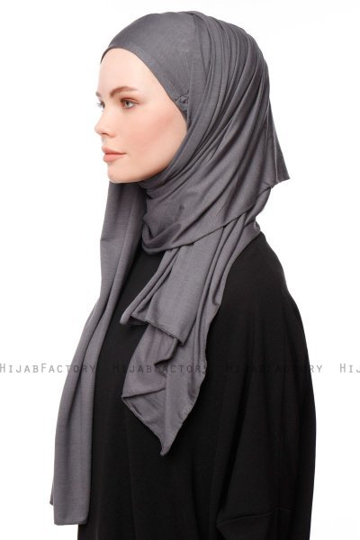 Asya - Dunkelgrau Praktisch Viscose Hijab