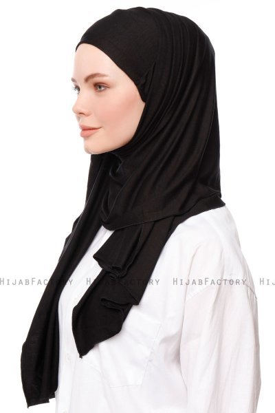 Asya - Schwarz Praktisch Viscose Hijab
