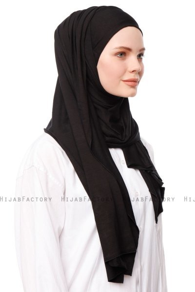 Asya - Schwarz Praktisch Viscose Hijab
