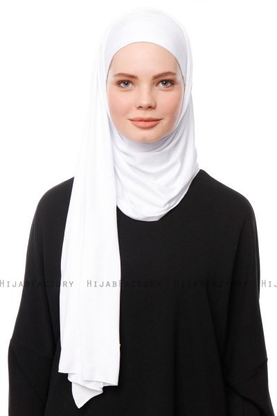 Asya - Weiß Praktisch Viscose Hijab