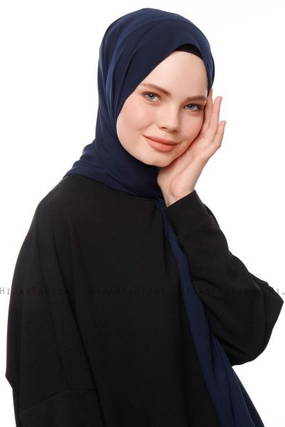 Aylin - Navy Blau Medine Silk Hijab - Gülsoy