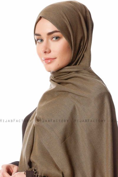 Aysel - Dunkles Khaki Pashmina Hijab - Gülsoy