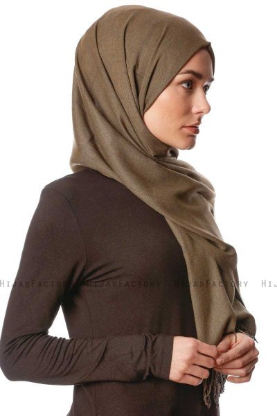 Aysel - Dunkles Khaki Pashmina Hijab - Gülsoy