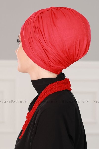 Fiona - Rot Baumwolle Turban - Ayse Turban