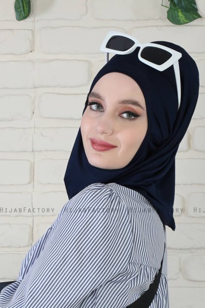 Wilda - Navy Blau Baumwolle Hijab