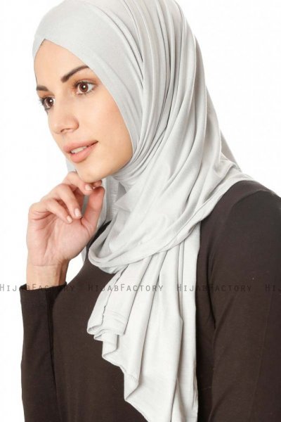 Betul - Hellgrau 1X Jersey Hijab - Ecardin