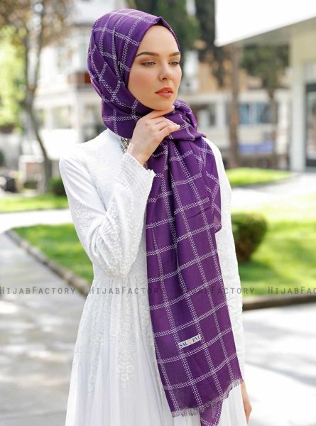 Betulle - Lila Gemustertes Hijab - Sal Evi