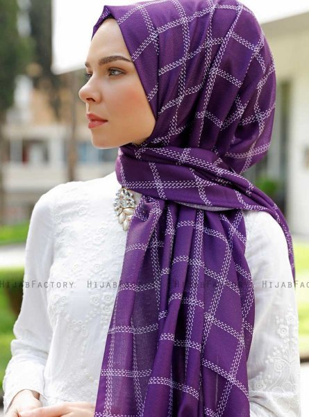 Betulle - Lila Gemustertes Hijab - Sal Evi