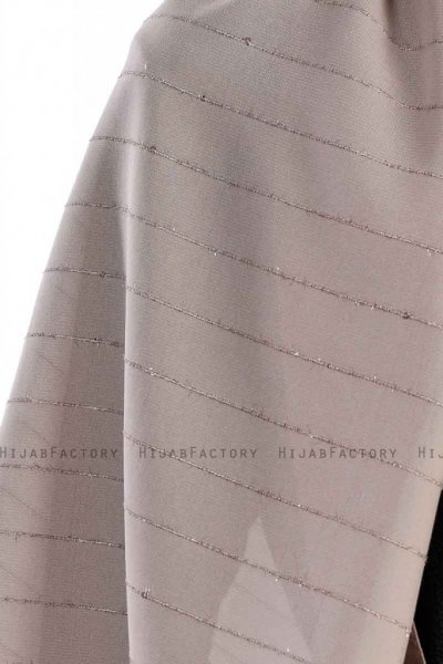 Burcu Taupe Chiffon Hijab Sjal Madame Polo 130026-5
