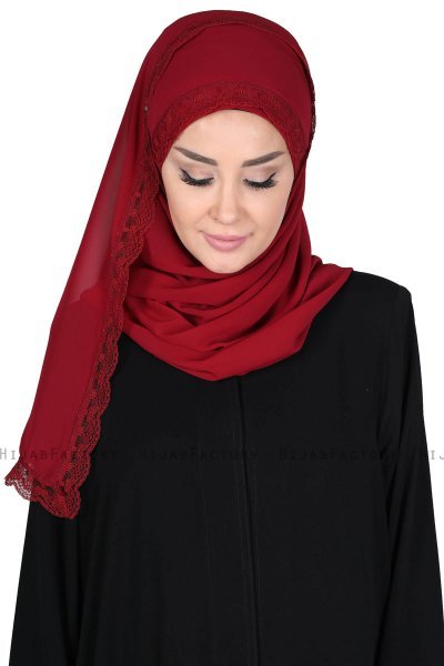 Carin - Bordeaux Praktisch Chiffon Hijab