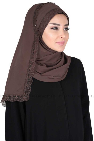 Carin - Braun Praktisch Chiffon Hijab