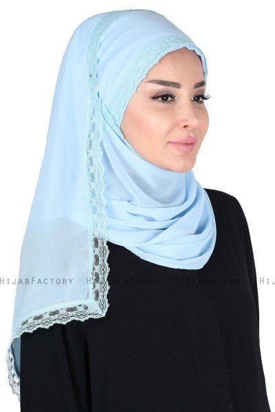 Carin - Hellblau Praktisch Chiffon Hijab