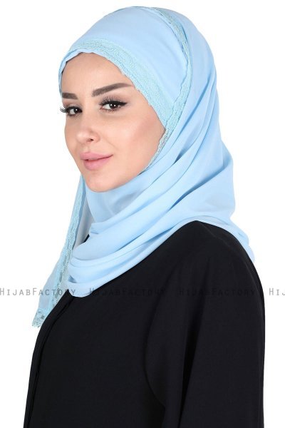Carin - Hellblau Praktisch Chiffon Hijab