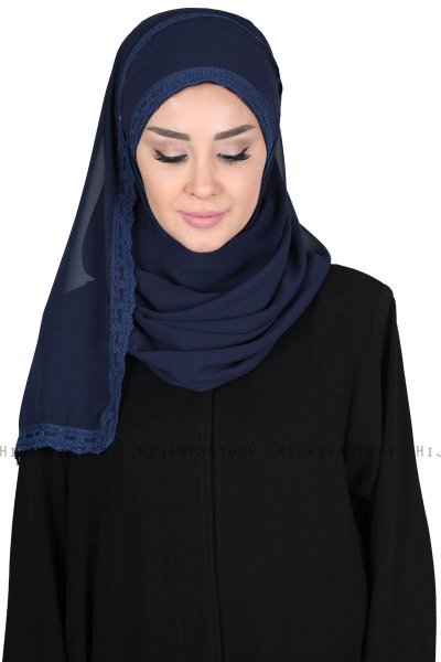 Carin - Navy Blau Praktisch Chiffon Hijab
