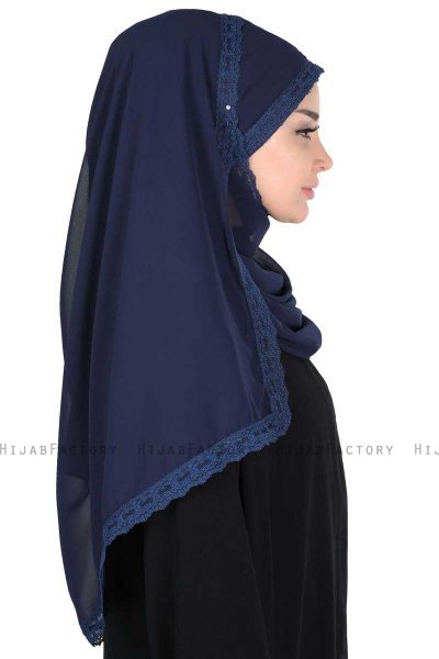 Carin - Navy Blau Praktisch Chiffon Hijab