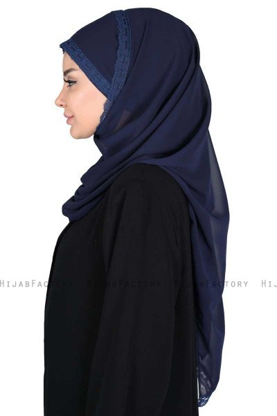 Carin - Navy Blau Praktisch Chiffon Hijab