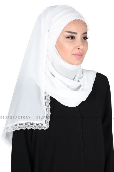 Carin - Weiß Praktisch Chiffon Hijab