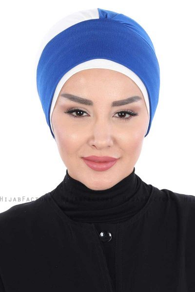Clara - Blau & Creme Baumwolle Turban