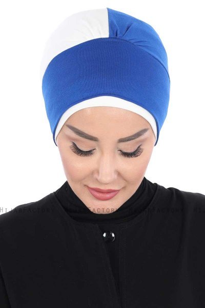 Clara - Blau & Creme Baumwolle Turban