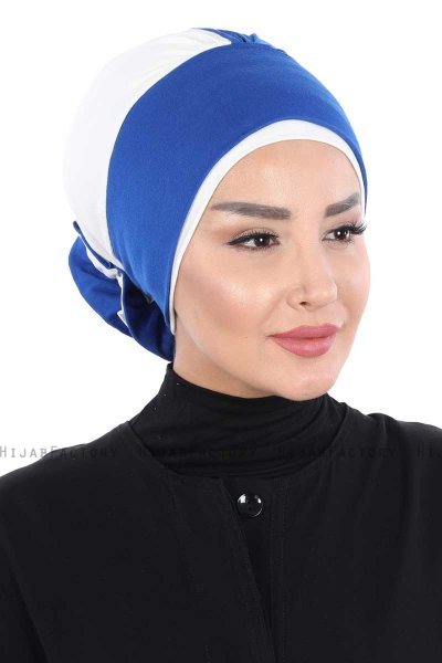 Clara - Blau & Creme Baumwolle Turban